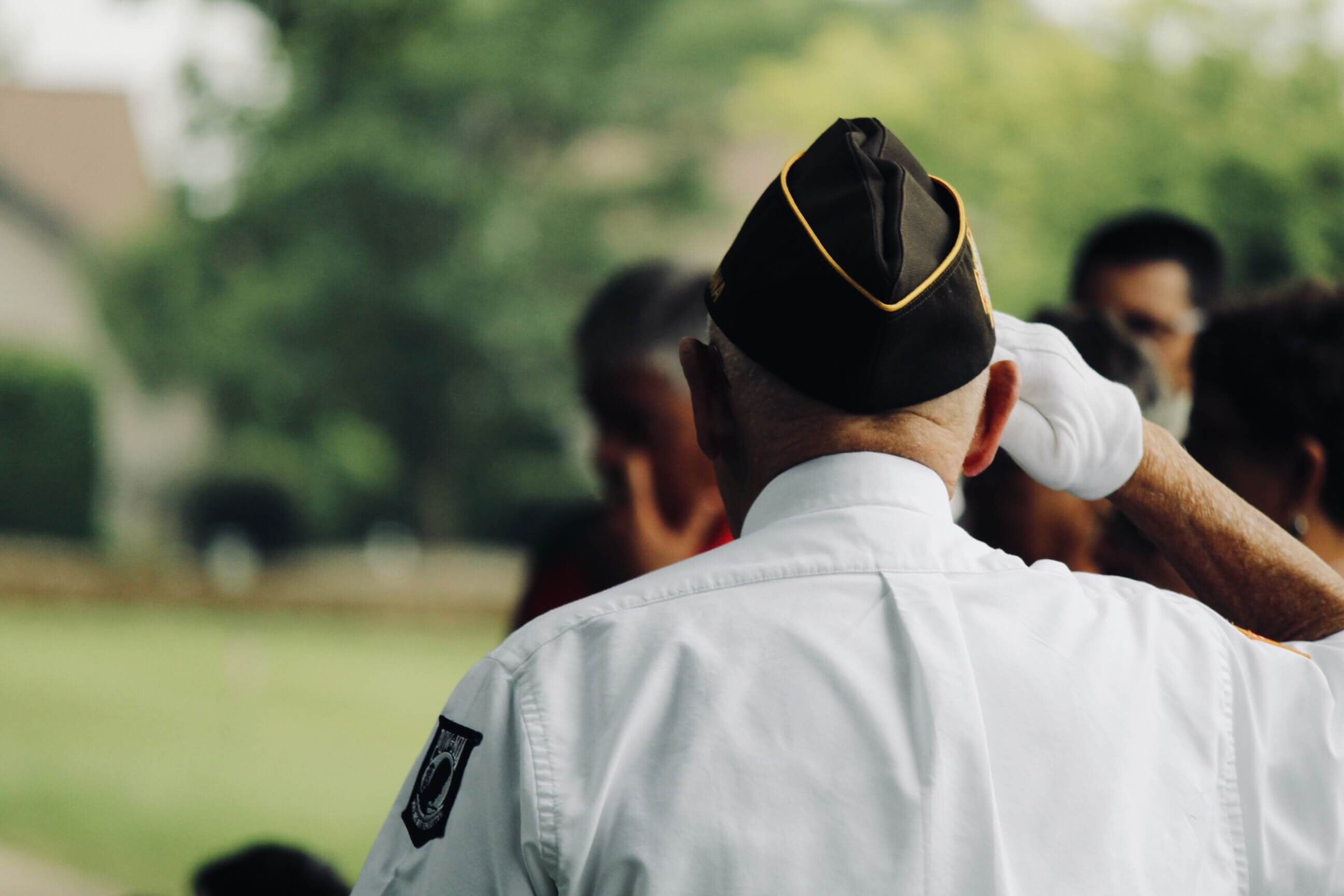 veteran saluting flag